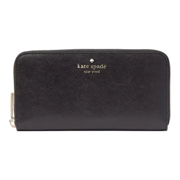 Kate Spade Cross Grain Leather Wallet Large Size Unisex Black