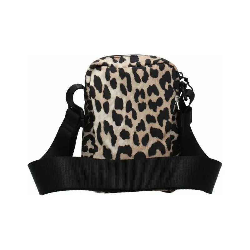 GANNI Polyester Cell Phone Pouch Shoulder Bag Crossbody Bag Small Size Women's Brown Leopard Print-2