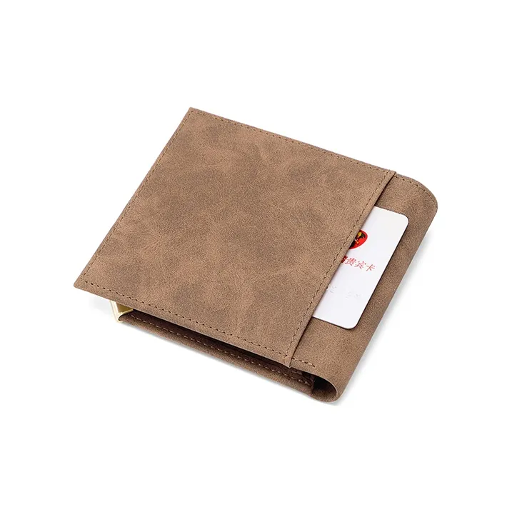 MashaLanti Microfiber Synthetic Leather Money Clip Card Holder Wallet Regular Men's Coffee-4
