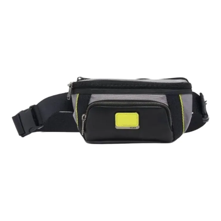 TUMI Alpha Bravo Nylon With Cow Leather Storage Bag Fanny Pack Unisex Gray & Yellow-1