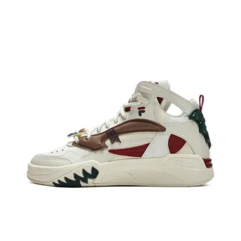 FILA FUSION DESPERADO Fugitive Xmas Cushioning Anti Slip And Wear Resistant Mid Top Basketball Shoes Women's White Red