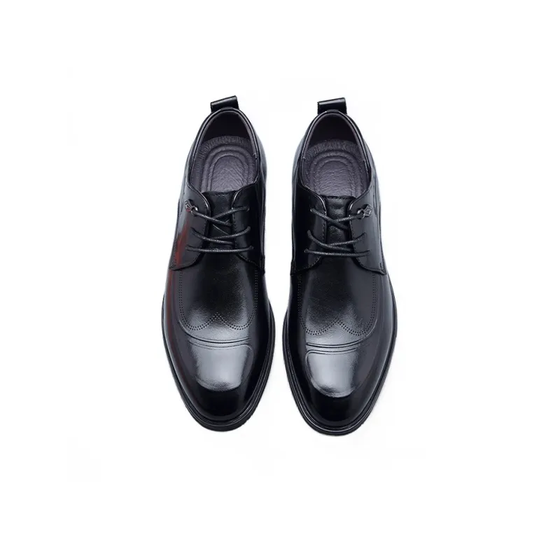 GZZ Dress Shoes Men Low Top Black-2