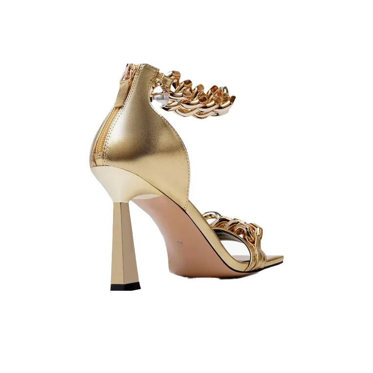 VERSACE Medusa Metallic Chain Sandals Gold Women's-2