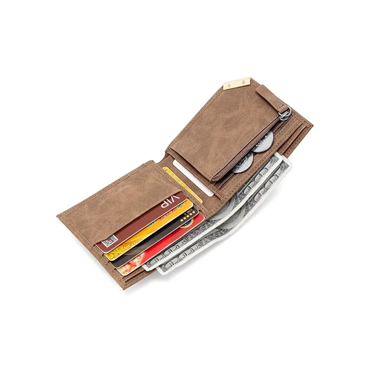 MashaLanti Microfiber Synthetic Leather Money Clip Card Holder Wallet Regular Men's Coffee-6