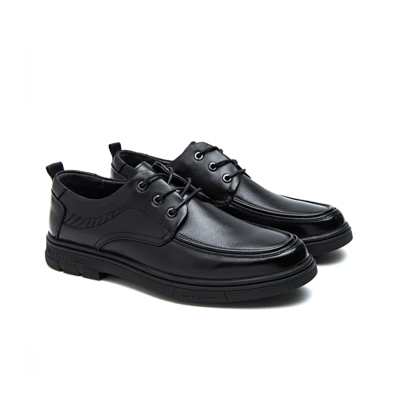 GZZ Dress Shoes Men Low Top Black-2