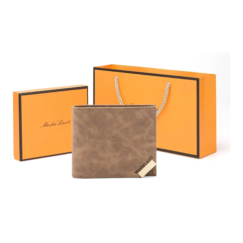 MashaLanti Microfiber Synthetic Leather Money Clip Card Holder Wallet Regular Men's Coffee-0