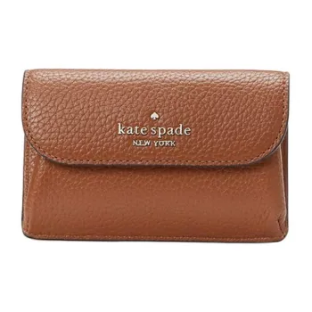 Kate Spade Litchi Grain Leather Card Holder Small Size Women's Gingerbread Brown