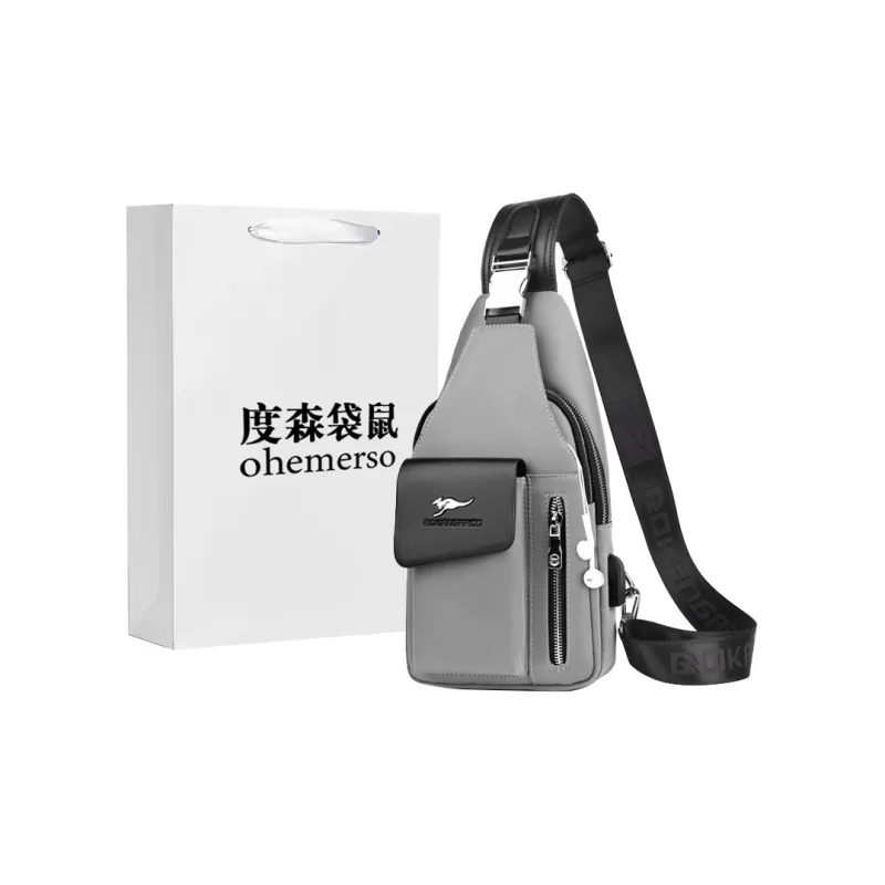 Dusen Kangaroo Oxford Sling Bag Regular Unisex Black/Silver Gray/Camouflage Black/Sapphire Blue-3