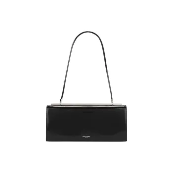 SAINT LAURENT Suzanne Patent Leather Handbag Shoulder Bag Women's Black