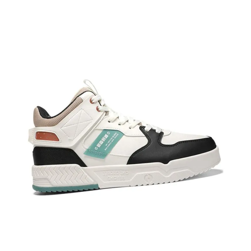 361° Warm High Top Skateboard Shoes Men's White Cyan-1
