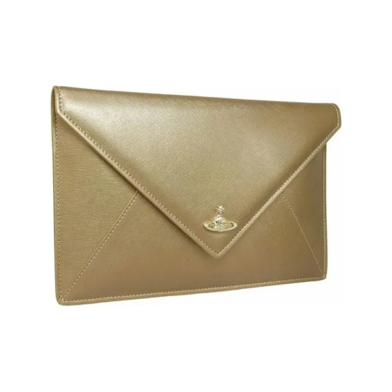 Vivienne Westwood Leather Clutch Women's Gold-1