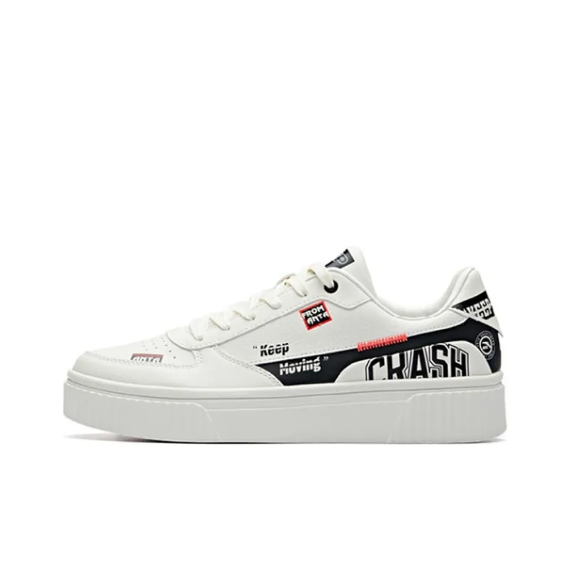 Anta Life Collection Anti Slip Wear Resistant Low Top Skateboard Shoes Men's White Black-0