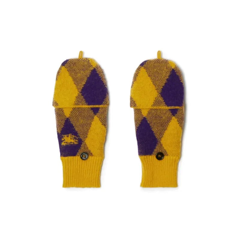 Burberry Wool/Cashmere Knit Gloves Men's Camel-0