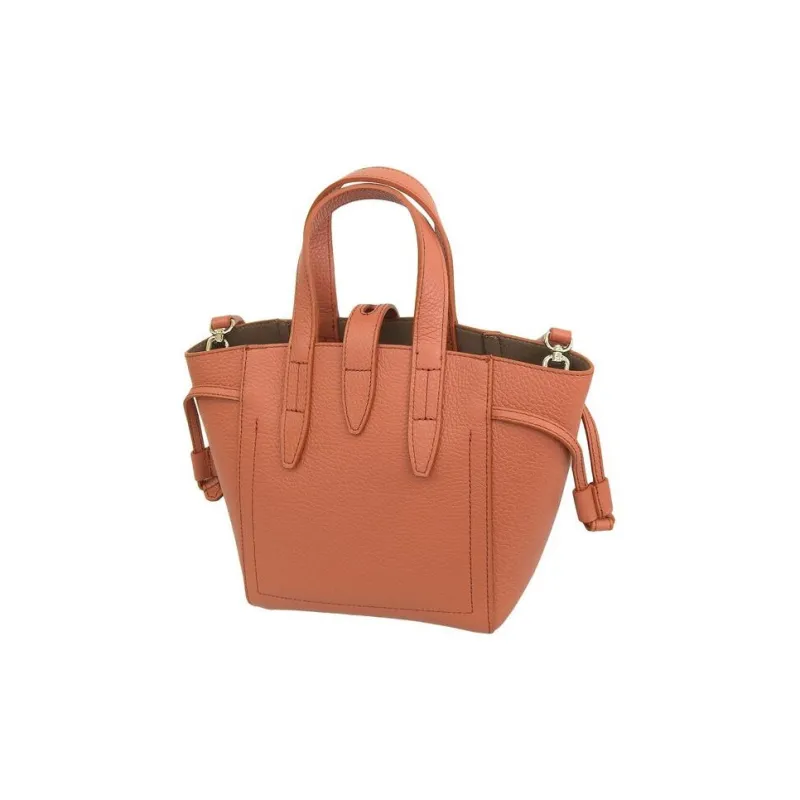 Furla Net Collection Grain Calfskin Tote Bag, Shopping Bag, Shoulder Bag, Crossbody Bag, Handbag Mini Women's Brown-2