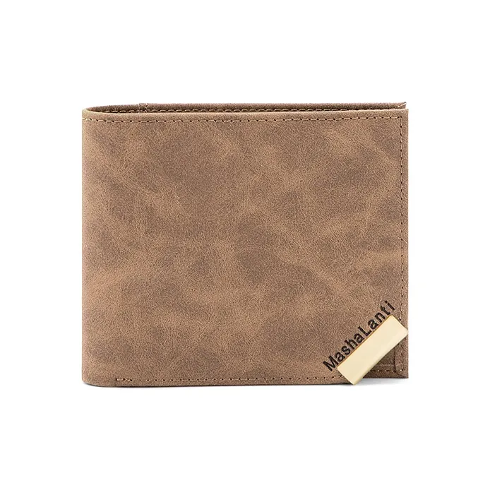 MashaLanti Microfiber Synthetic Leather Money Clip Card Holder Wallet Regular Men's Coffee-1