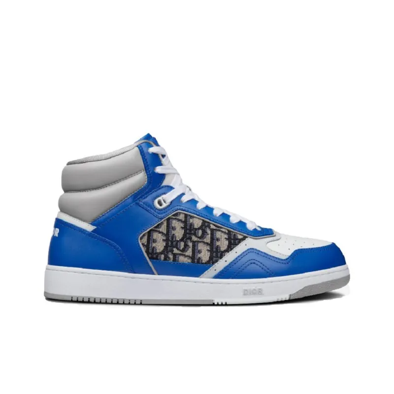 DIOR B27 High Top Stylish Skateboarding Shoes Men's Blue Gray White-1