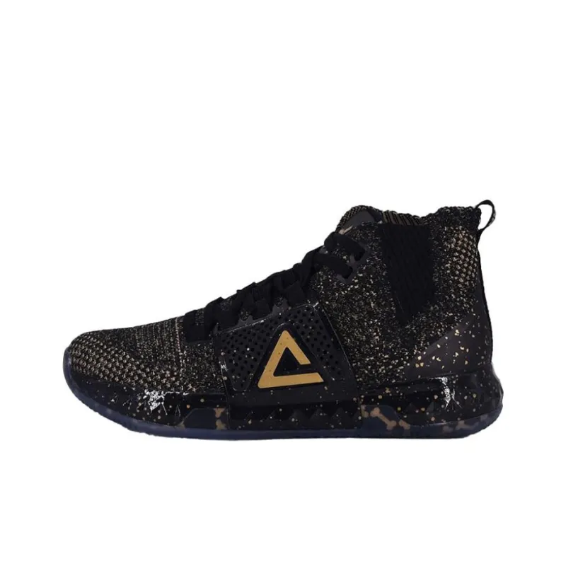 PEAK Howard Third Generation Cushioning Anti Slip And Wear Resistant High Top Basketball Shoes Men's Black Gold-0