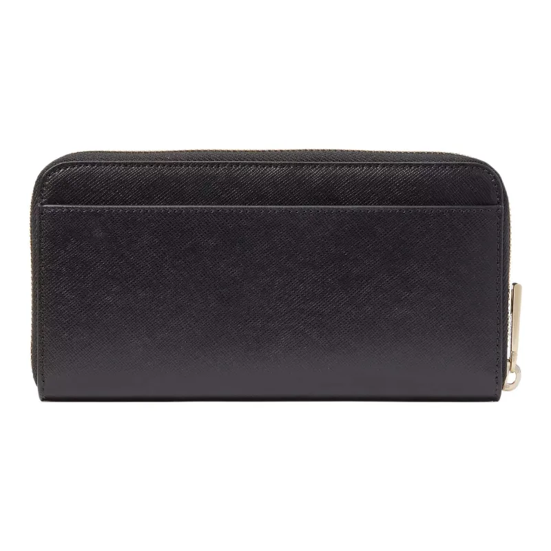Kate Spade Cross Grain Leather Wallet Large Size Unisex Black-1