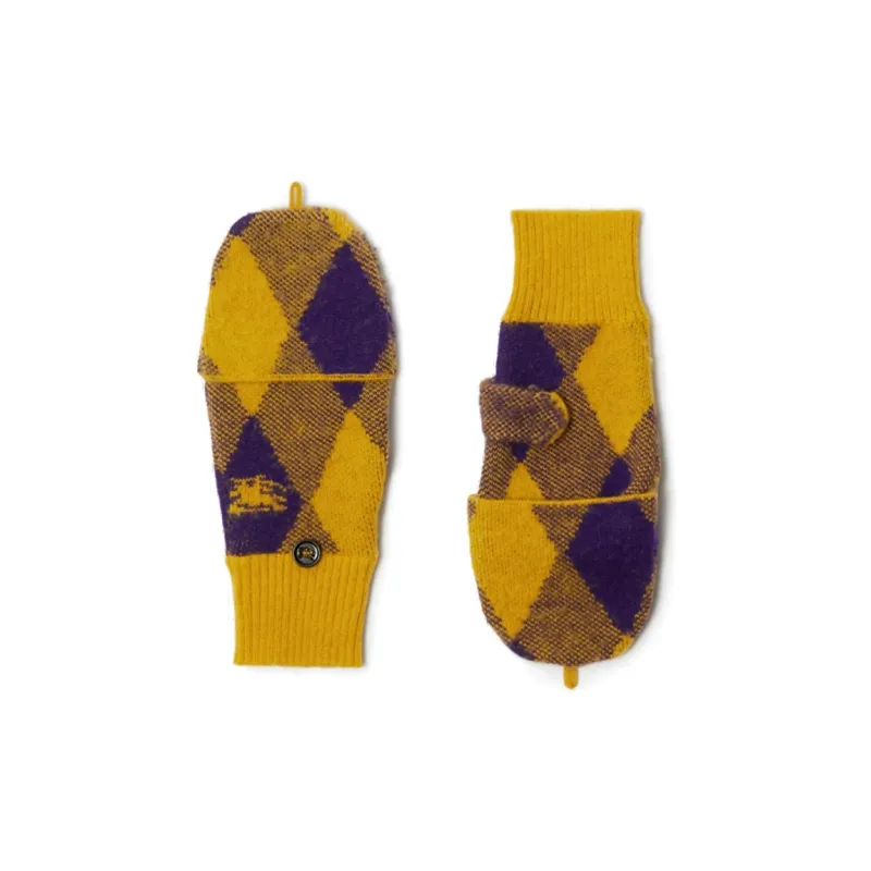 Burberry Wool/Cashmere Knit Gloves Men's Camel-1