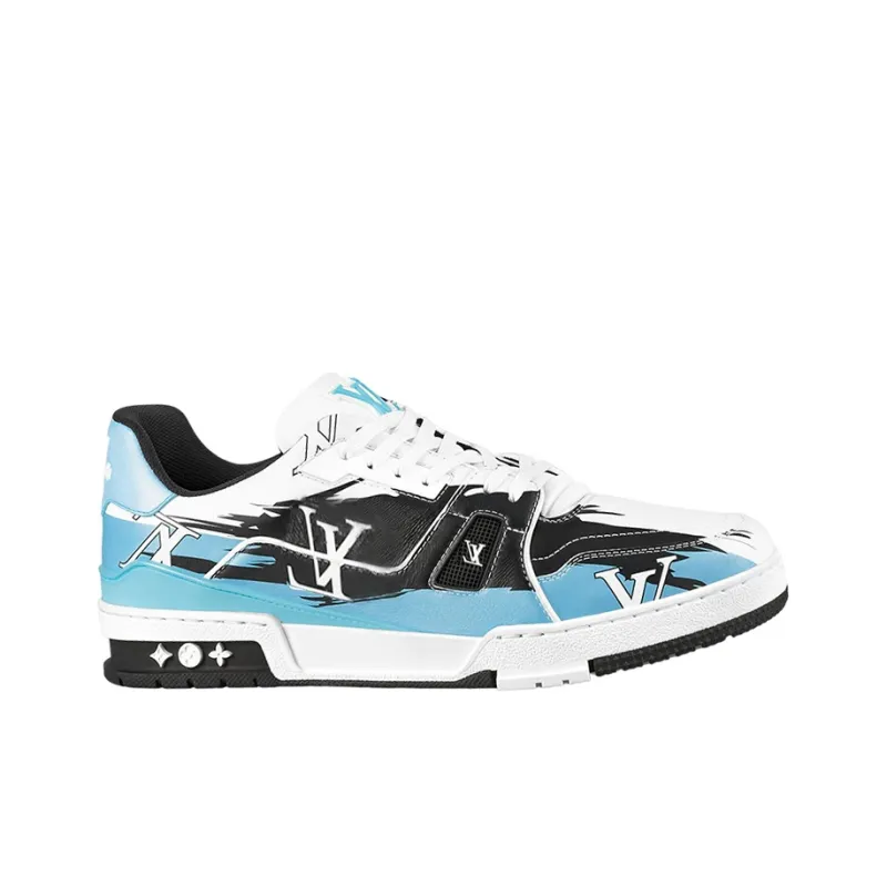 LOUIS VUITTON Lv Trainers 'White Black Blue'-1