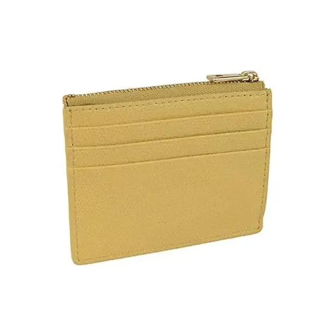 Furla Textured Leather Coin Purses Card Holders Small Size Women's Yellow-3