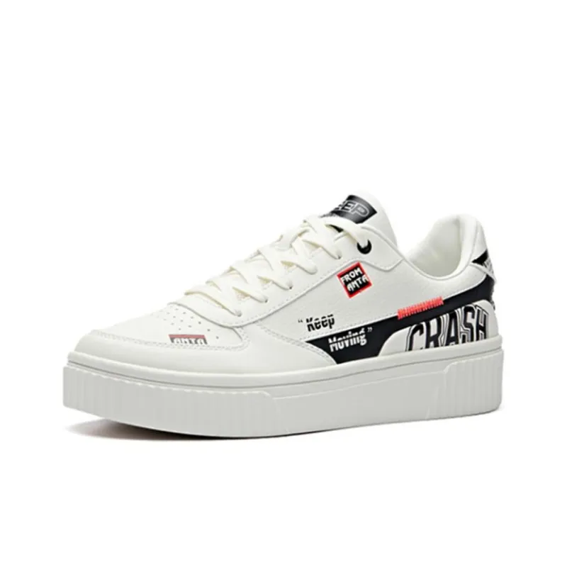 Anta Life Collection Anti Slip Wear Resistant Low Top Skateboard Shoes Men's White Black-1