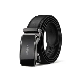 AUGTARLION Youth Business Automatic Buckle Casual Pant Waist Belt Cow Leather Leather Belts Men's Black 3.5cm