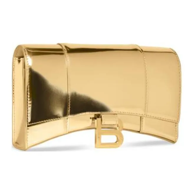 Balenciaga Calfskin Crossbody Bags Wallets Women's Gold-2