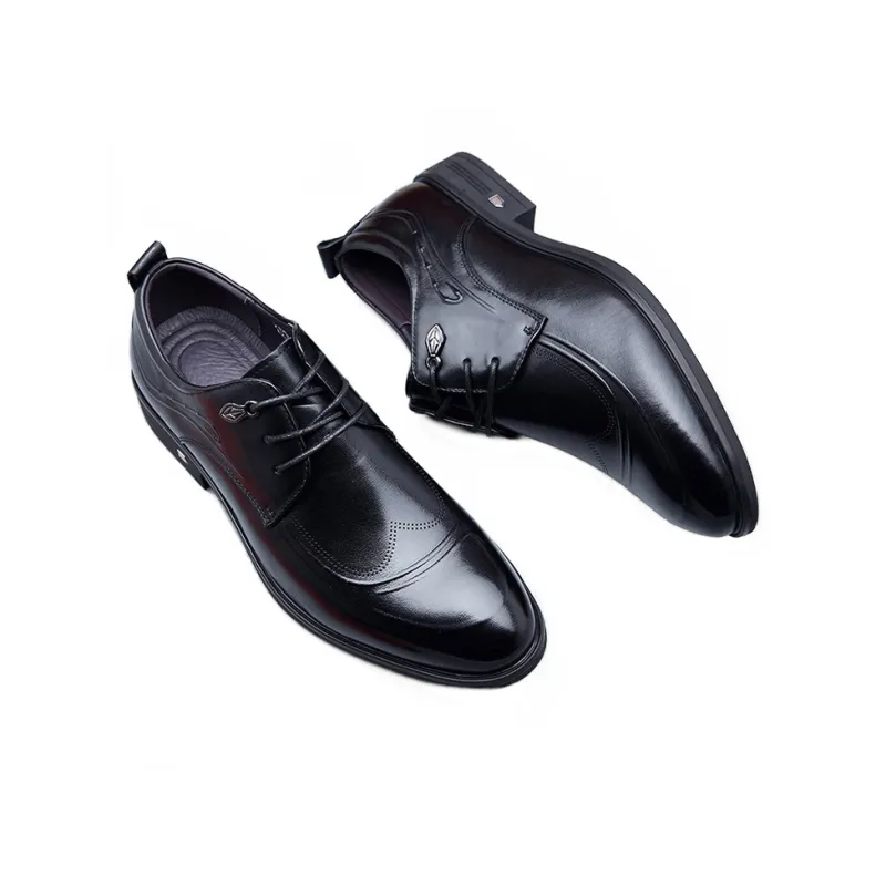 GZZ Dress Shoes Men Low Top Black-3