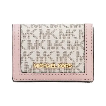 MICHAEL KORS Jet Set Travel Coated Canvas Wallet Extra Small Women's Blush Pink With Multicolor