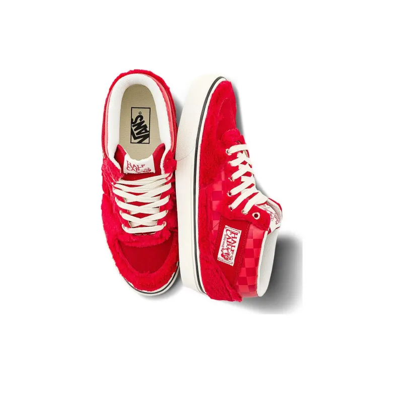 Vans Half Cab Durable Breathable Mid-Top Skateboard Shoes Unisex Red-2