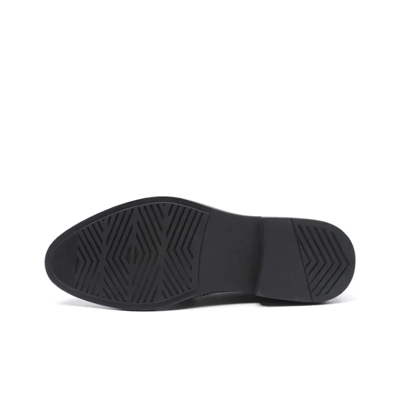 GZZ Dress Shoes Men Low Top Black-4