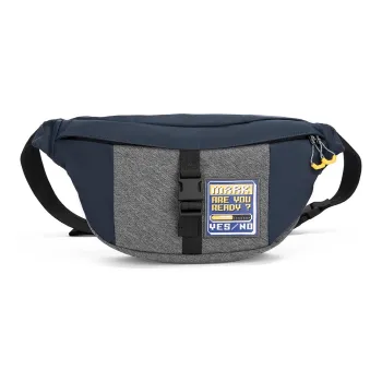 FAIRWHALE Fabric Sling Bag Fanny Pack Shoulder Bag Crossbody Bag Cell Phone Pouch Small Size Men's Black & Gray