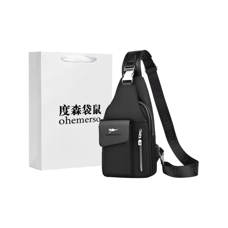 Dusen Kangaroo Oxford Sling Bag Regular Unisex Black/Silver Gray/Camouflage Black/Sapphire Blue-0