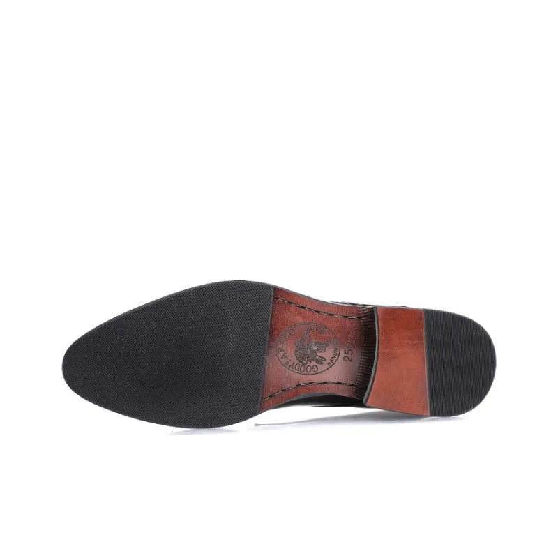 GZZ Dress Shoes Men Low Top Black-4
