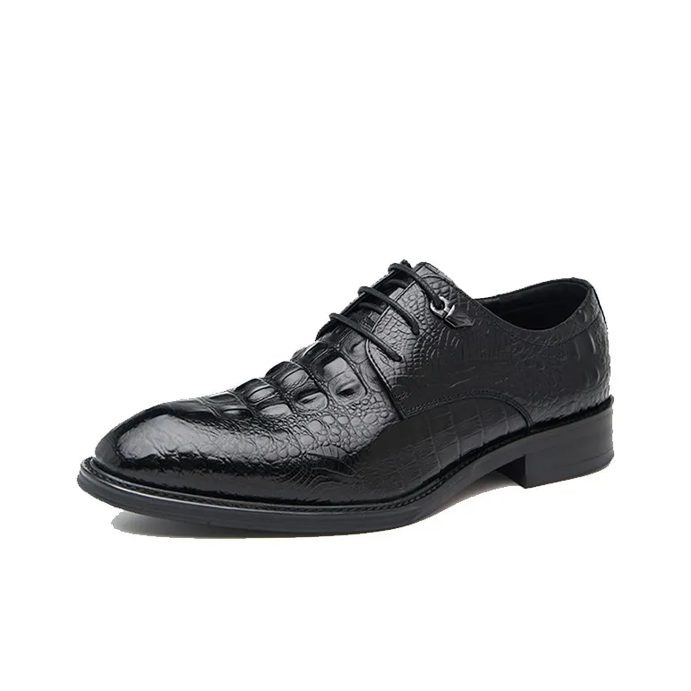 GZZ Dress Shoes Men Low Top Black/Burgundy-1