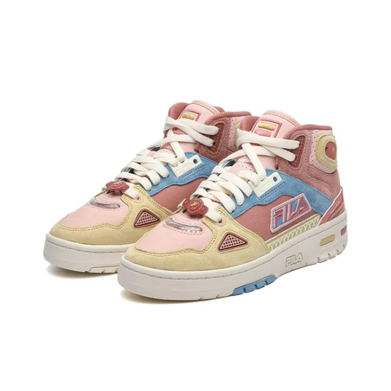 FILA FUSION HERITAGE BASKETBALL Vintage Basketball Shoes Women's High Top Yellow/Red-2