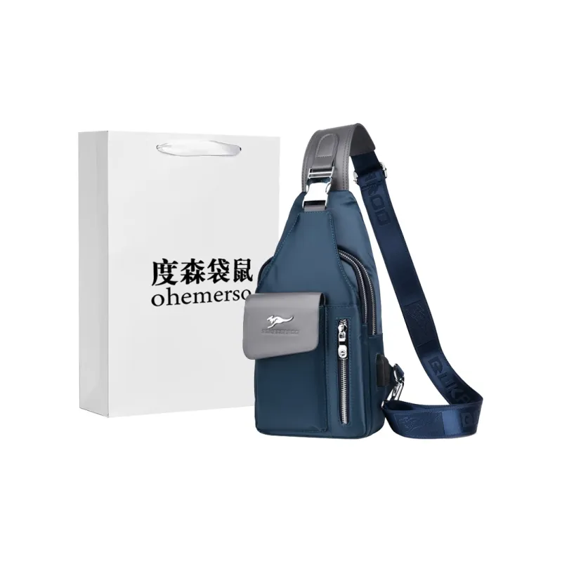 Dusen Kangaroo Oxford Sling Bag Regular Unisex Black/Silver Gray/Camouflage Black/Sapphire Blue-9