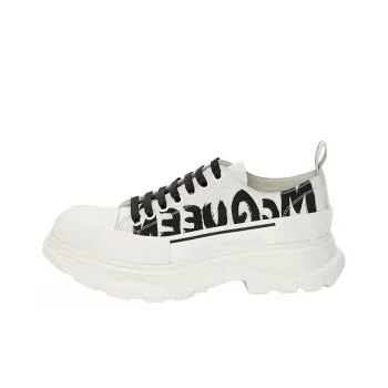 Alexander McQueen Tread Slick Low Lace Up Leather Graffiti White Black White