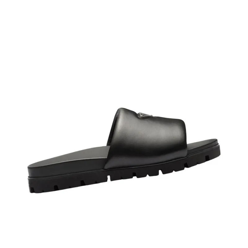PRADA Padded Slides Black Nappa Leather Men's-1