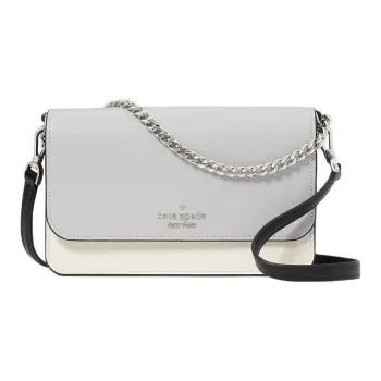 Kate Spade Cross Grain Leather Crossbody Bag, Shoulder Bag Small Size Women's Platinum Gray & Multicolor