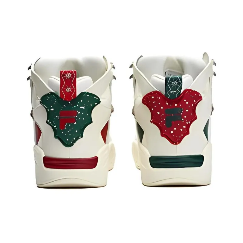 FILA FUSION DESPERADO Fugitive Xmas Cushioning Anti Slip And Wear Resistant Mid Top Basketball Shoes Women's White Red-4
