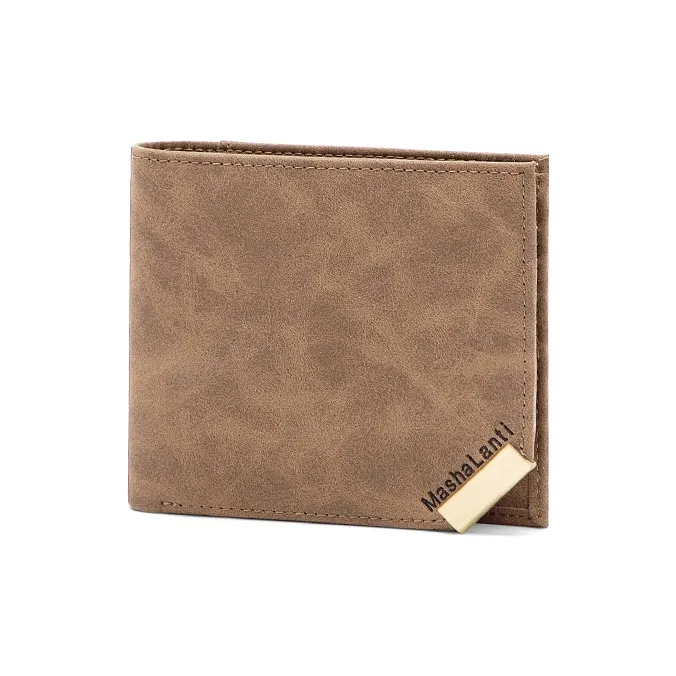 MashaLanti Microfiber Synthetic Leather Money Clip Card Holder Wallet Regular Men's Coffee-2