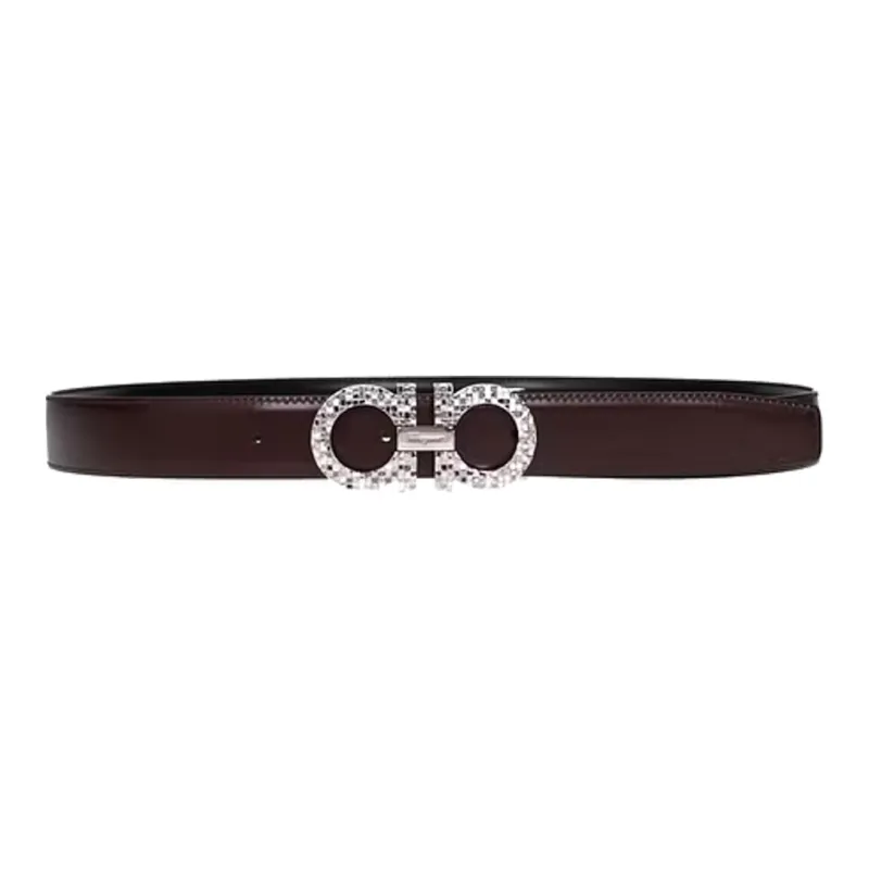 FERRAGAMO Leather Belts Men's Black Width 3.2cm-1