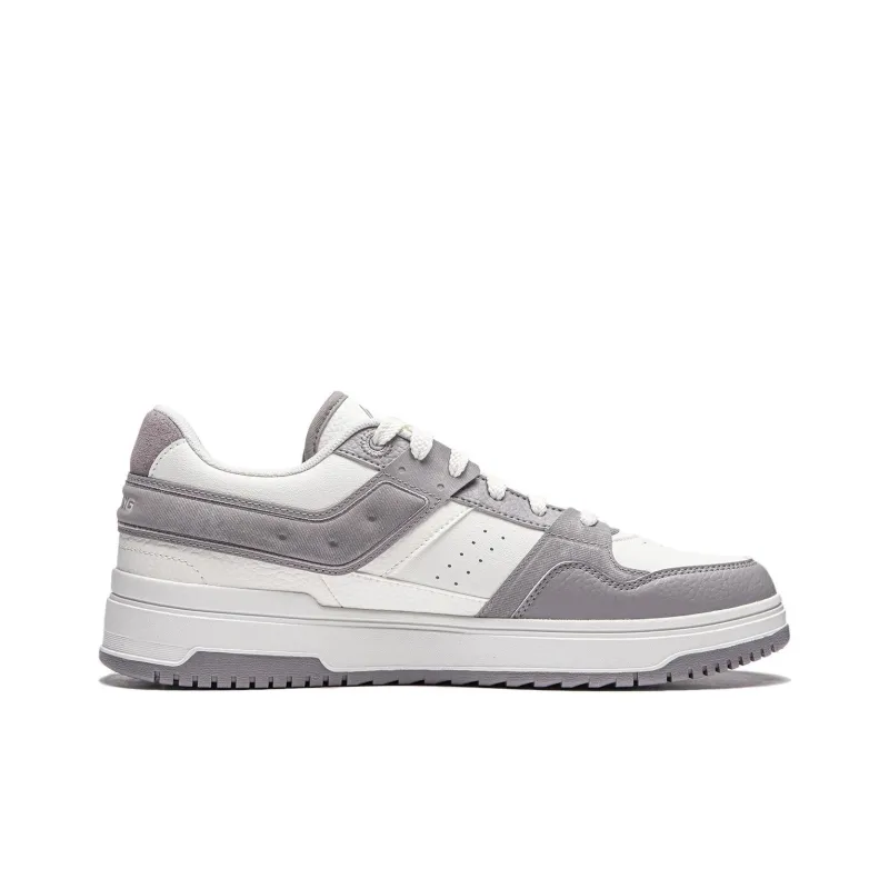 LiNing Tianji 2.0 Cushioning, Abrasion Resistant, Lightweight, And Breathable Low Top Skateboard Shoes Men's White Gray-1