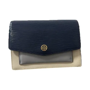 TORY BURCH Robinson Cow Leather Trunk Bag Handbag Shoulder Bag Crossbody Bag Medium Size Women's Marine Blue