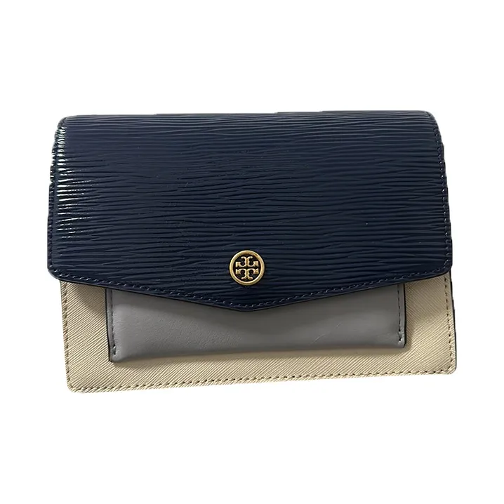TORY BURCH Robinson Cow Leather Trunk Bag, Handbag, Shoulder Bag, Crossbody Bag Medium Size Women's Marine Blue-0