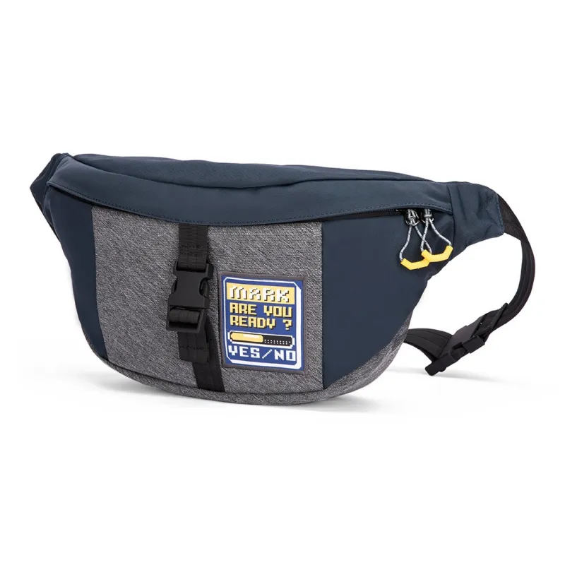 FAIRWHALE Fabric Sling Bag Fanny Pack Shoulder Bag Crossbody Bag Cell Phone Pouch Small Size Men's Black & Gray-1