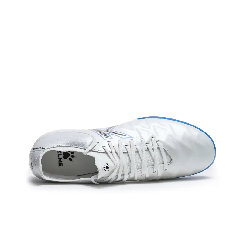 KELME TF Rubber Broken Studs Cushioning Anti Slip And Wear Resistant Soccer Shoes Unisex White Blue-4