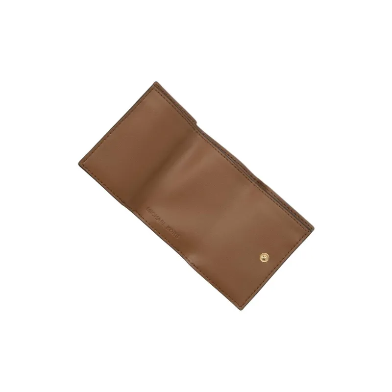 MICHAEL KORS Jet Set Travel Coated Canvas Wallet Extra Small Unisex Vanilla White & Acorn Brown-5